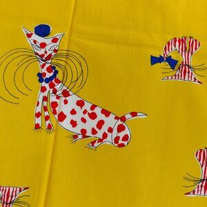 MCM Ameritex mod funky sailor stripe polka dot cat kitten cotton canvas fabric